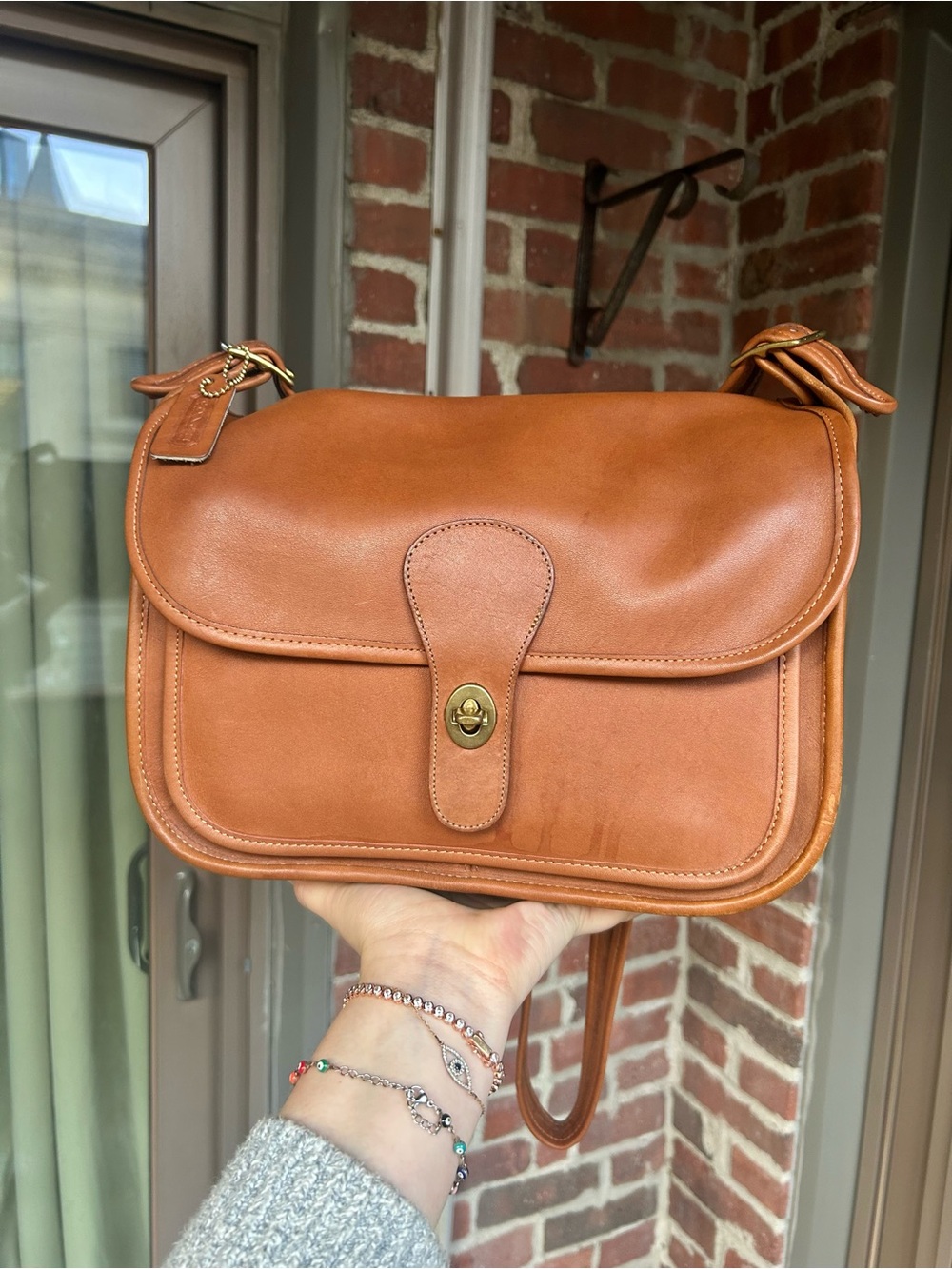 Vintage Coach NYC original rambler style 9735 tabac tan leather 80s retro purse